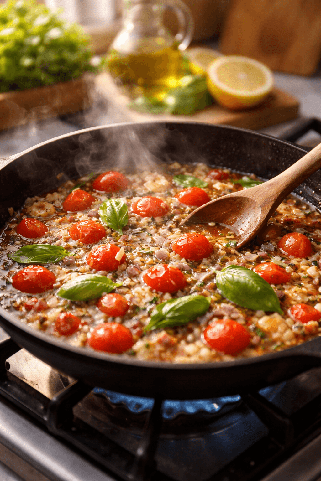 Beautiful kitchen with fresh ingredients